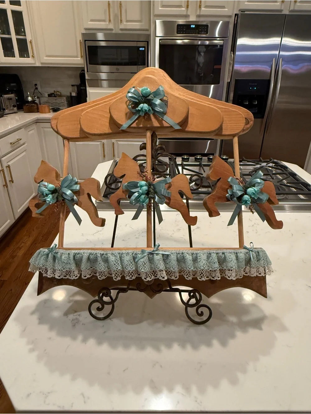 Wooden Horse Carousel Wall Shelf Peg Rack Nursery Decor Handmade  Cottagecore